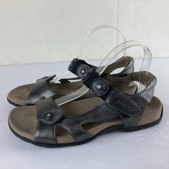 Taos Womens US 9 Pewter Casual Comfort Ankle Strap Sandals Gray Arch Support - Picture 2 of 9